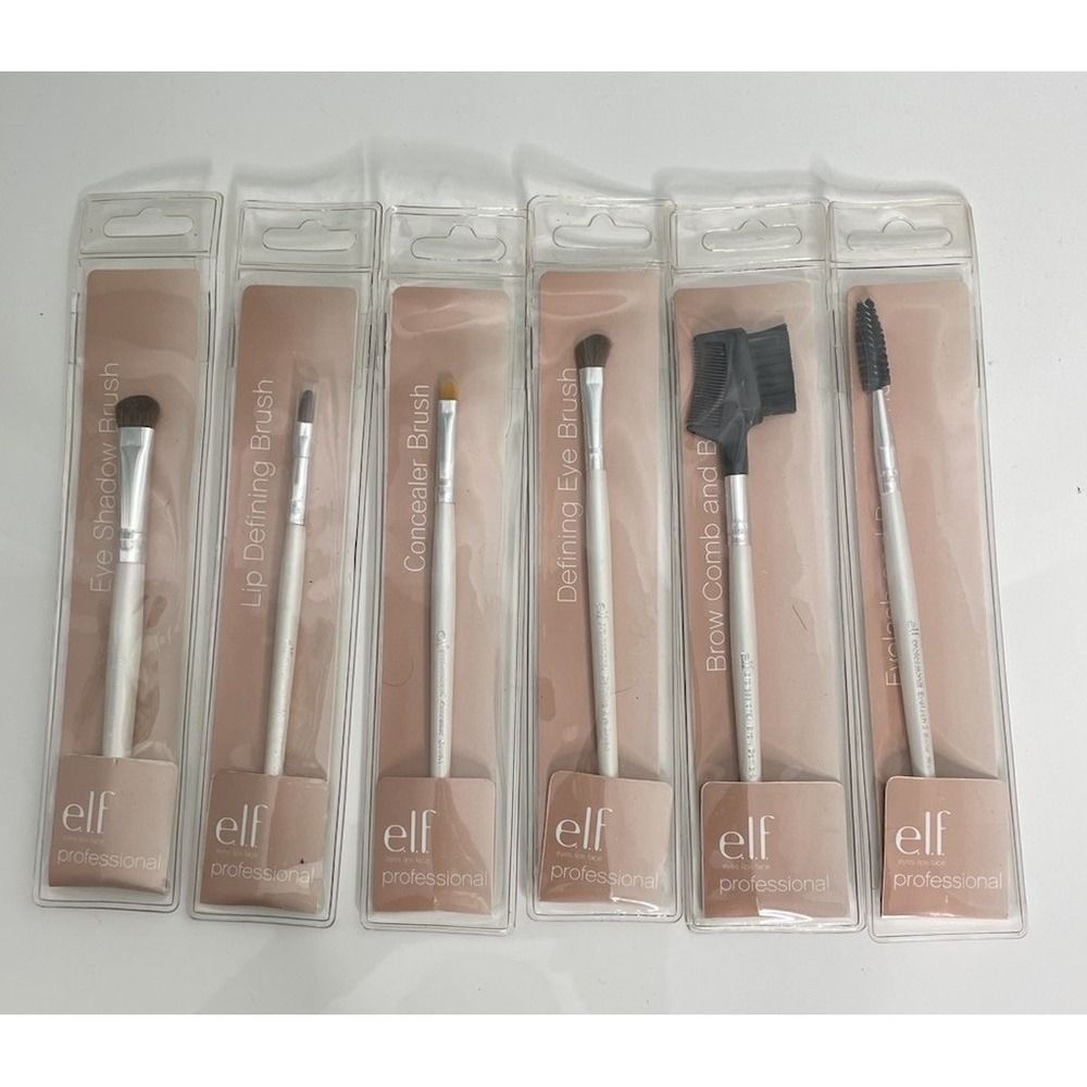 Lot Of 6 Elf Professional Brushes Eyes Lips Brows New